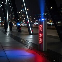 Illuminated Urban Artistry Showcasing Modern Aesthetics With Vibrant Light Displays At Night