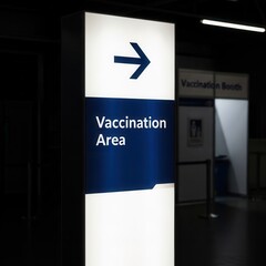 Illuminated Vaccination Area Signage Indicating Direction Towards Immunization Location