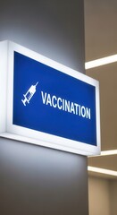 Illuminated Vaccination Sign Depicting Healthcare and Immunization in Clinical Environment