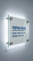 Illuminated Visiting Hours Sign Displayed On A Modern Building Wall For Information