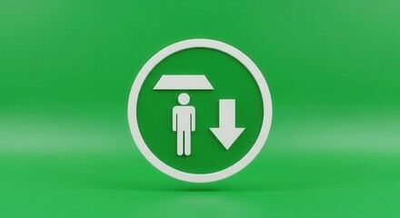 Illustrated Sign For Underpass Or Shelter, Conceptual Image Against Green Background