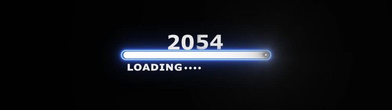 Loading new year 2052 to 2054 icon animation with dark background.Futuristic glowing new year 2051 to 2053 icon with smooth animated.