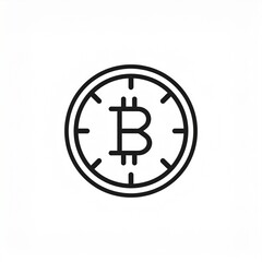 Fototapeta premium Bitcoin cryptocurrency logo clock minimalist black white design vector illustration