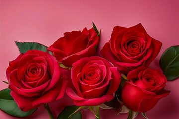 Naklejka premium Rote Rosen auf pinken Hintergrund