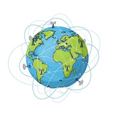 Global Network Connectivity with Earth and Communication Towers.