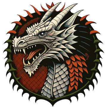 un feroce drago cinese, logo, tattoo 03