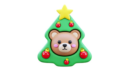 Christmas Tree with Teddy Bear Face Decoration