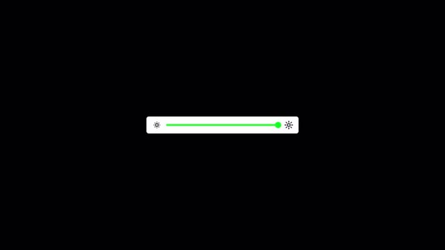 Increasing brightness bar animation on transparent background, Brightness bar increasing from zero percent to hundred percent