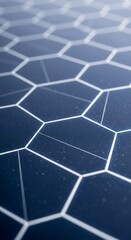 Close up of hexagonal grid patterns on a dark blue surface with fine white lines connecting points