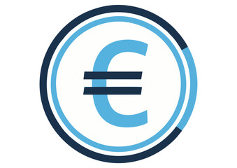 Obraz premium Double-Circle Euro Symbol Icon: Blue and White Currency Logo