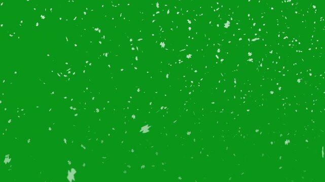 4k stock. Realistic snow falling on green screen celebration effect decoration overlay motion graphic winter christmas holiday.