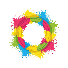 Vibrant circular pattern illustration with splattered paint effect in bright colors