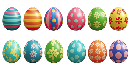 Easter eggs collection isolated on transparent background