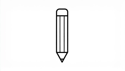 Simple Black Pencil Illustration on White Background, Stationery Drawing