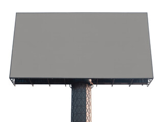 Obraz premium Blank Billboard on Metal Pole gray advertising isolated on a transparent background