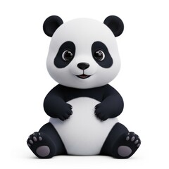 Obraz premium Cute cartoon panda sitting with arms crossed in a friendly pose