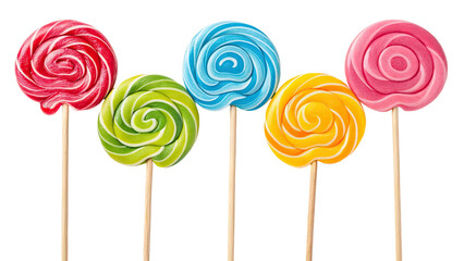 set of colorful lollipop ,isolated on transparent png