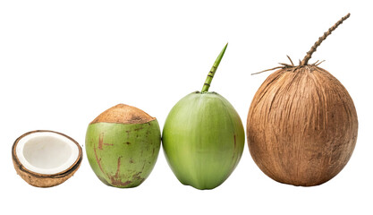 set of coconut ,isolated on transparent png