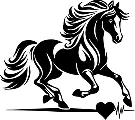 Obraz premium horse heart run vector illustration