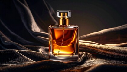 Elegant Perfume Bottle on Silky Fabric