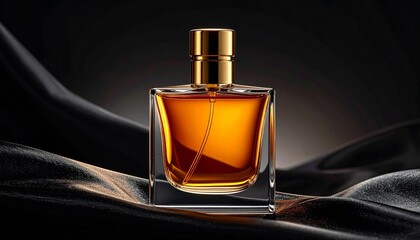 Elegant Perfume Bottle on Silky Fabric