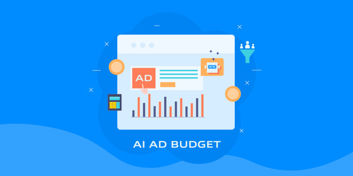 AI advertising intelligent dashboard, cross channel budget allocation and customer acquisition cost optimization, visualize conversation growth insights.