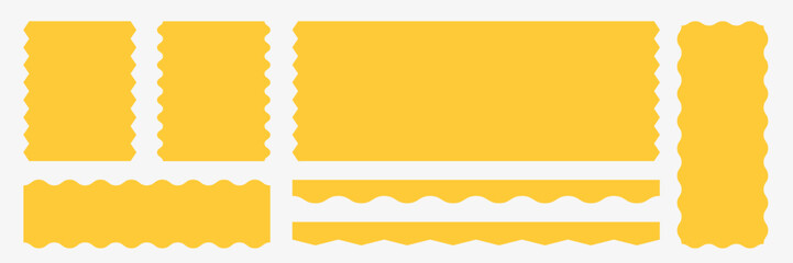 Obraz premium Rectangle boxes with zig zag wavy egdes. Frame shames for price, tags and promo. Vector