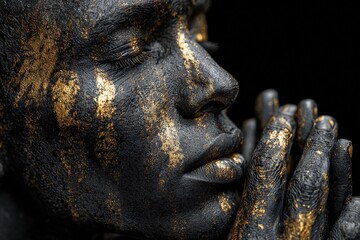 Expressions of Serenity and Strength in a Golden Embrace of Art Generative AI