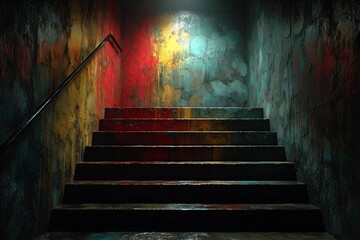 Steps of Color Leading Into a Space of Change and New Beginnings Generative AI