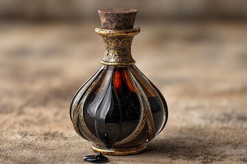 Elegant Glass Bottle Showcasing Intricate Design and Rich Colors Generative AI