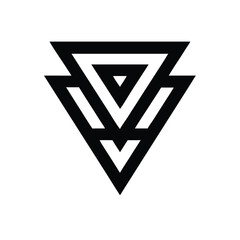 Geometric shapes forming a stylized emblem viewed from directly above