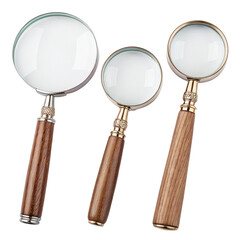 set of magnifying glass ,isolated on transparent png