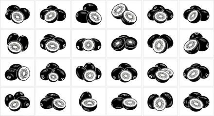 Variety of black and white whisk images on a clean white background for culinary or baking concepts