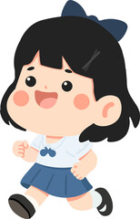 Obraz premium happy female pupil moving quickly with lively spirit and playful energy for creative scene