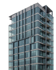 Obraz premium Modern glass office building exterior architecture isolated on a transparent background