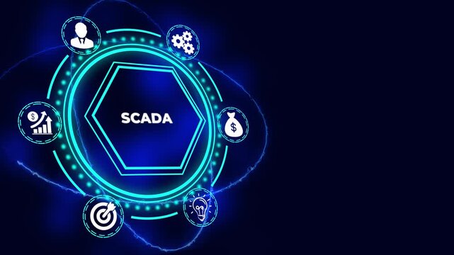 SCADA System Industrial Control Data Acquisition Monitoring Business Concept. Business, Technology, Internet and Network Concept.