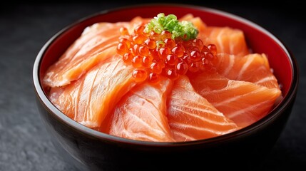 salmon donburi, Japanese salmon rice bowl