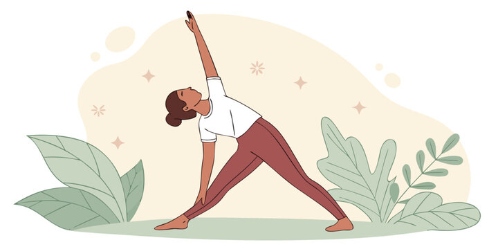 Woman practicing yoga in a serene outdoor setting with a balanced tree pose.