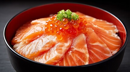 salmon donburi, Japanese salmon rice bowl