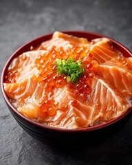 salmon donburi, Japanese salmon rice bowl