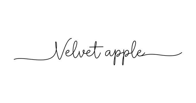 Elegant script text of velvet apple on white background. No editable strokes
