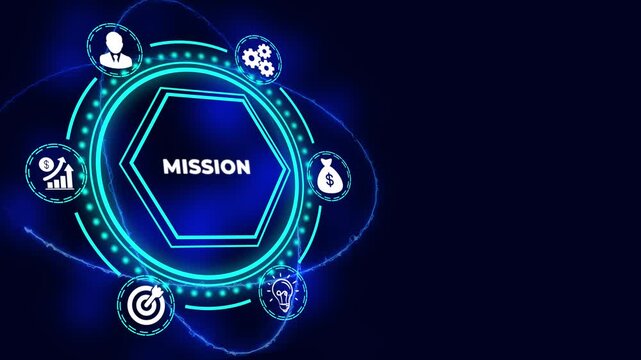 Mission Statement Strategy Goal Corporate Objective Business Concept. Business, Technology, Internet and Network Concept.