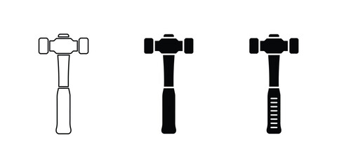 Obraz premium Vector heavy duty double faced sledge hammer and mallet icon set