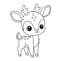 Kawaii Deer Coloring Page