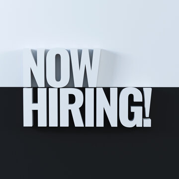 now hiring poster in monochrome theme 3d render