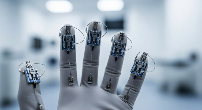 Sensory feedback glove in use for haptic rehabilitation to improve hand touch sensitivity in a clinical environment