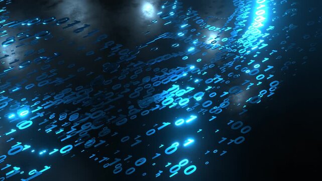 Big data flow visualization with blockchain technology for data science presentations, fintech videos, and tech company content. High-speed internet concept. 4K loop.