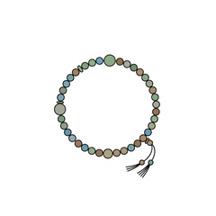 Obraz premium A delicate bracelet illustration featuring multicolored beads and tassel on a plain background viewed from the front.