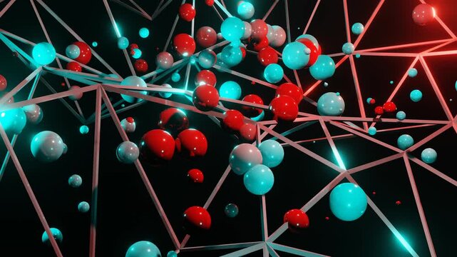 IoT network with connected devices for smart home, smart city, and Industry 4.0 presentations. Internet of Things technology visualization. Seamless 4K loop.