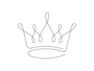 Minimalist continuous one line drawing of a royal crown symbol for king queen success concept. Editable stroke. Doodle hand drawn vector illustration © SomDraw